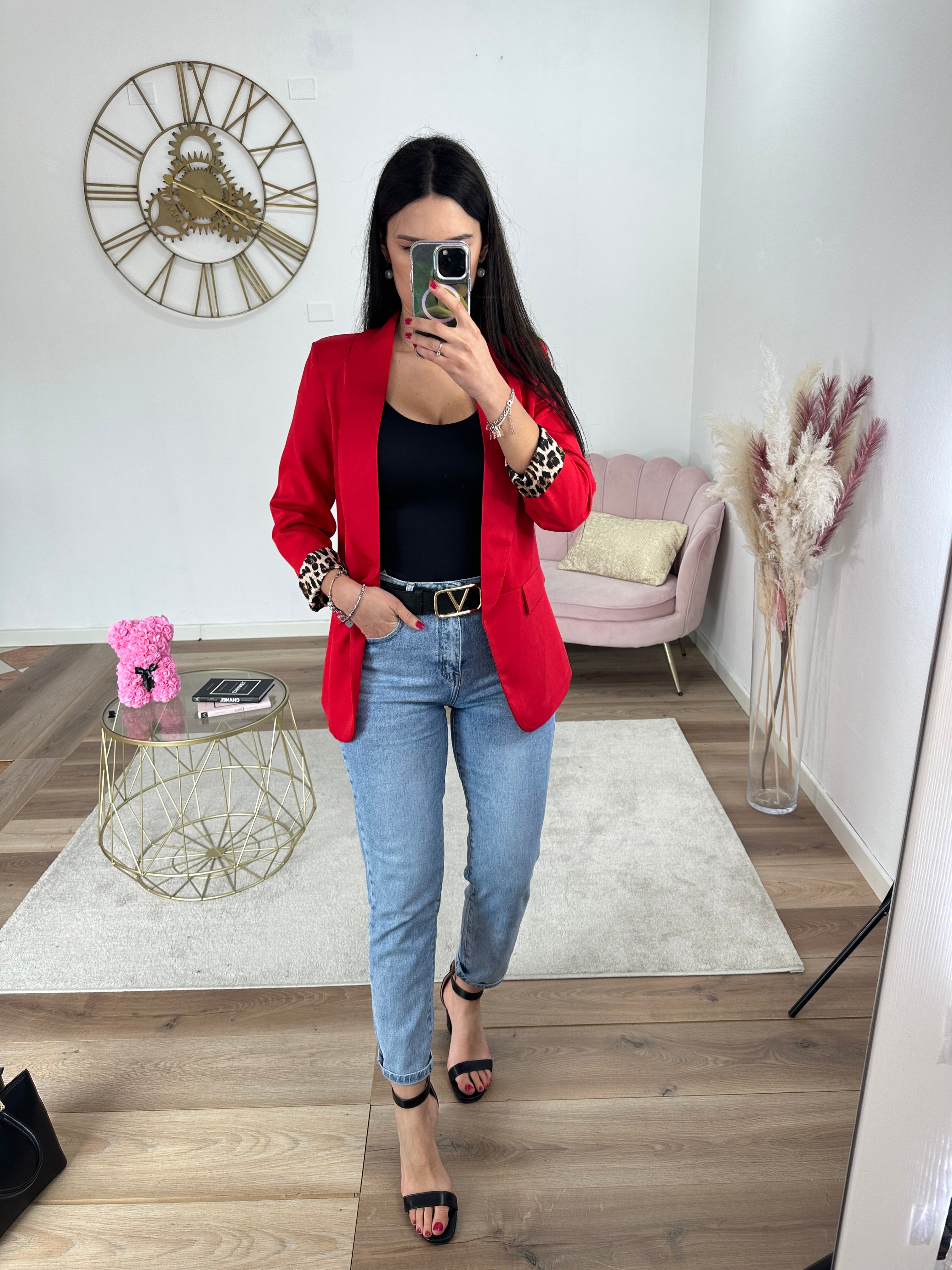 Blazer Animalier Rosso