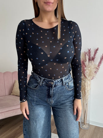 Maglia Cashmere Cuoricini blu