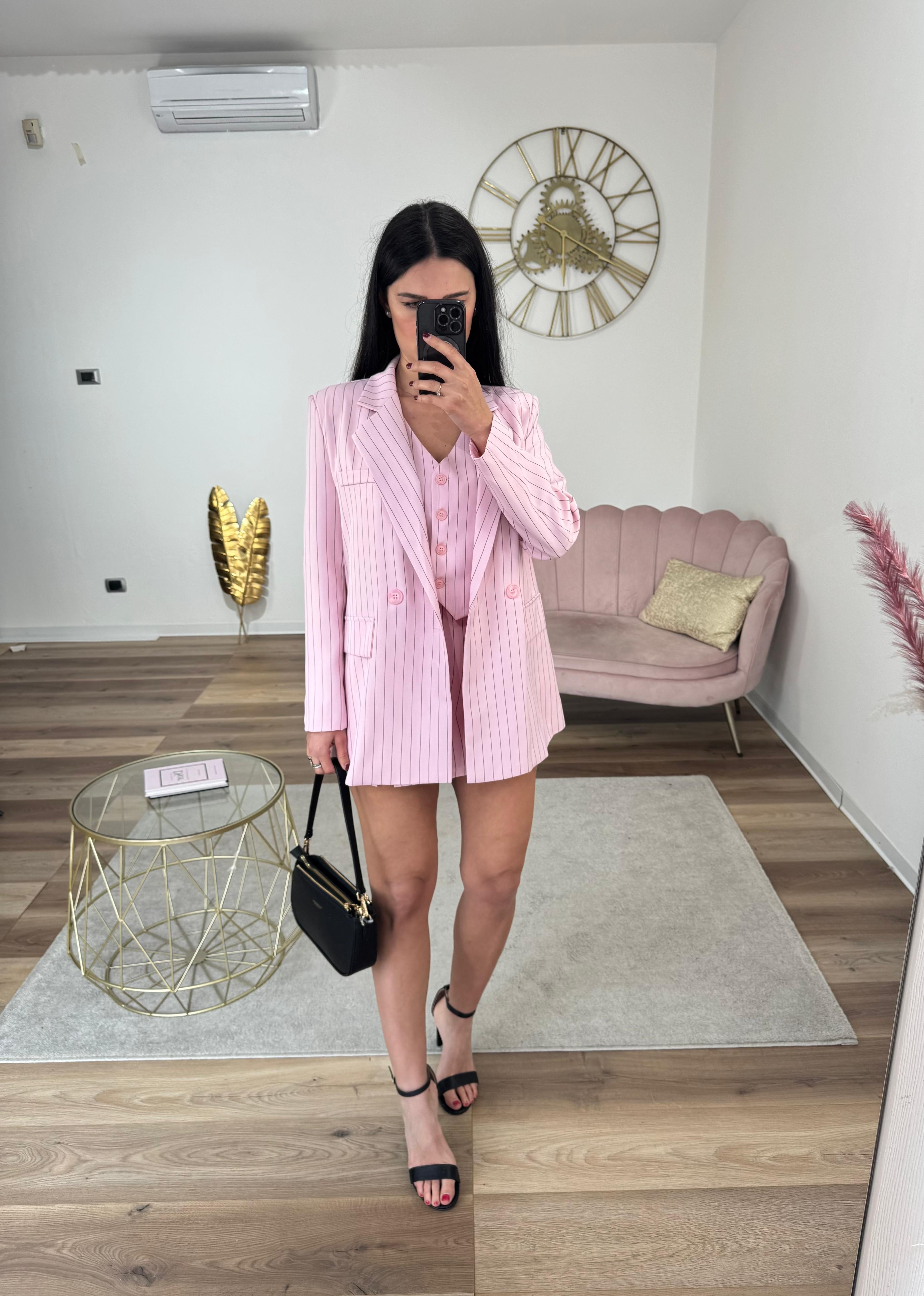 Blazer Gessato Rosa