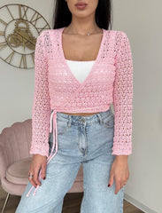 Cardigan Crochet Rosa