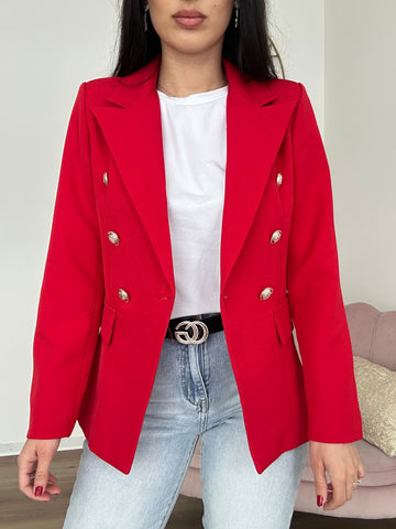 Blazer Con Bottoni Rosso