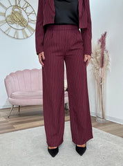 Pantalone Gessato Bordeaux