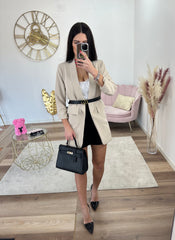 Blazer lungo Beige con cintura