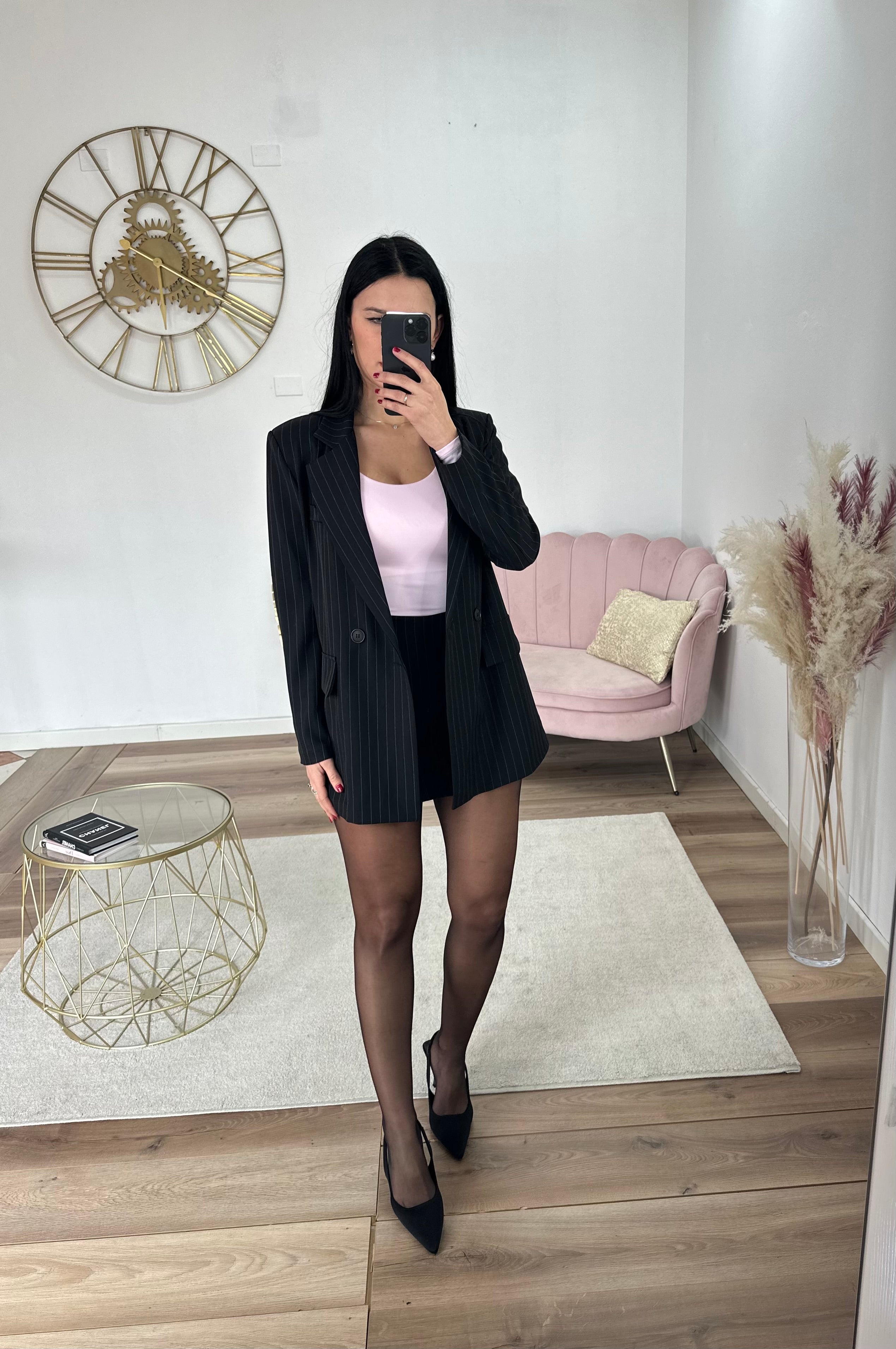 Blazer Gessato Nero