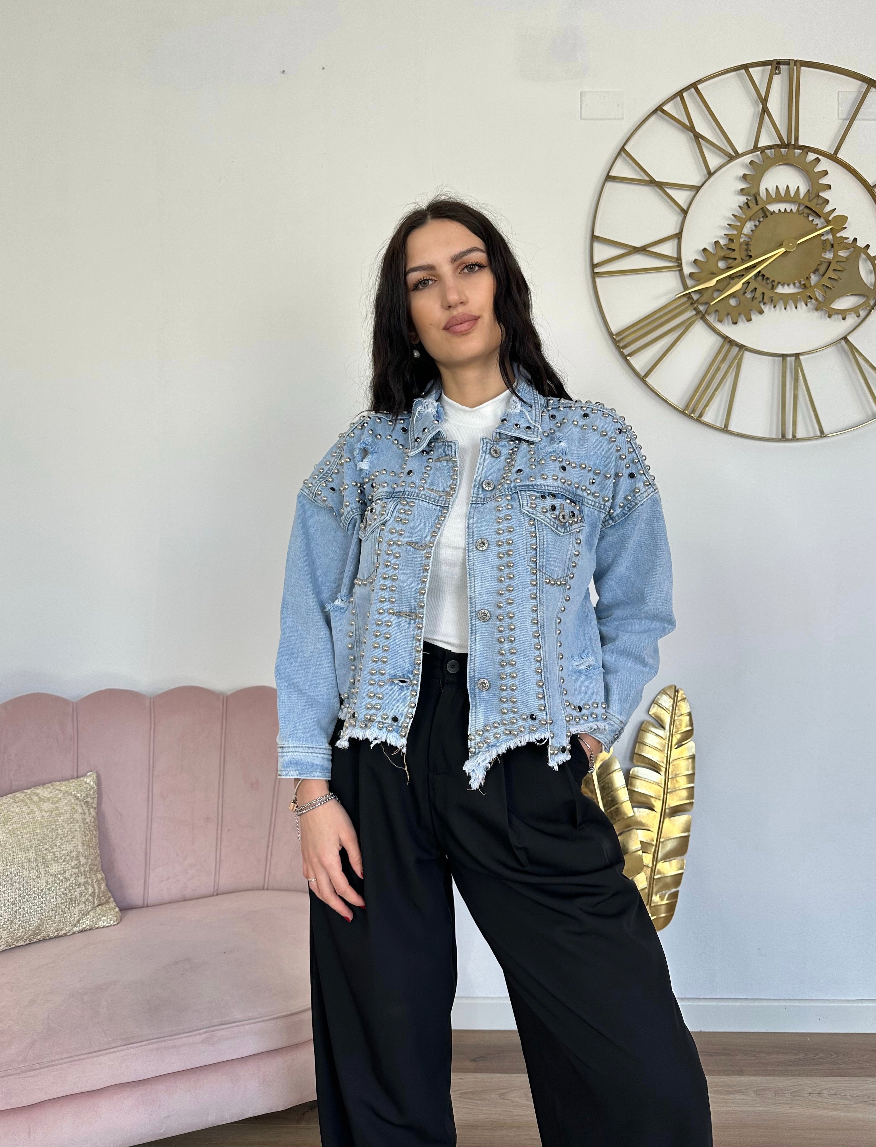 Giacca in Denim con Borchie