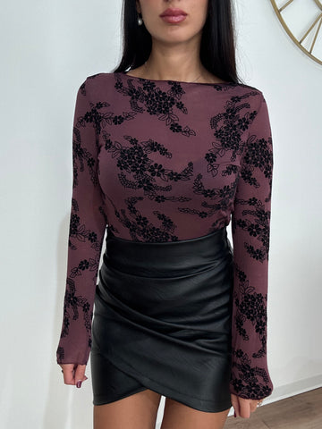 Maglia Cashmere Flores Bordeaux