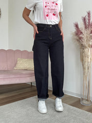 Jeans Slouchy blu con cuciture