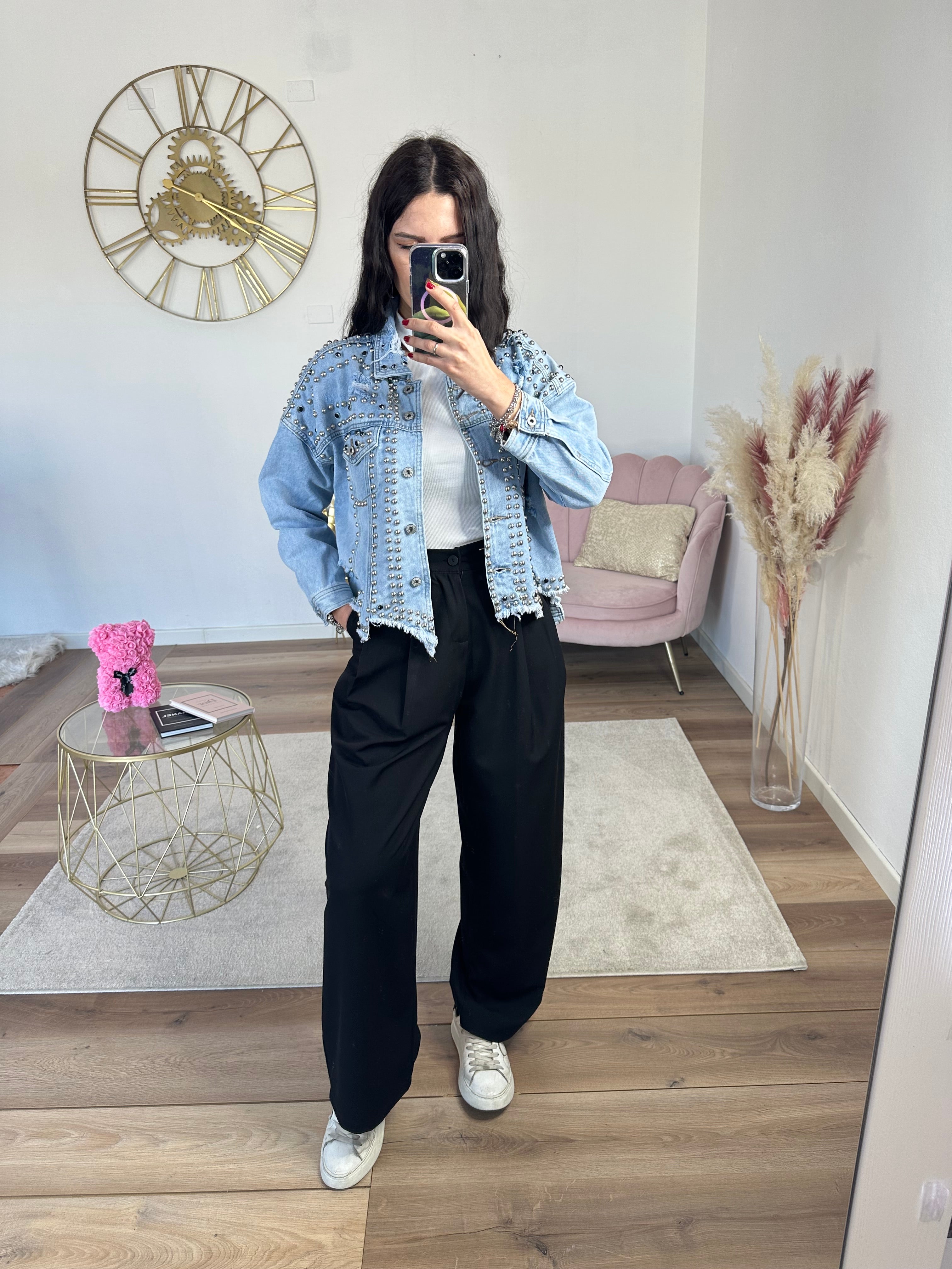 Giacca in Denim con Borchie