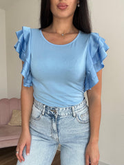 Maglia con Volant Azzurro