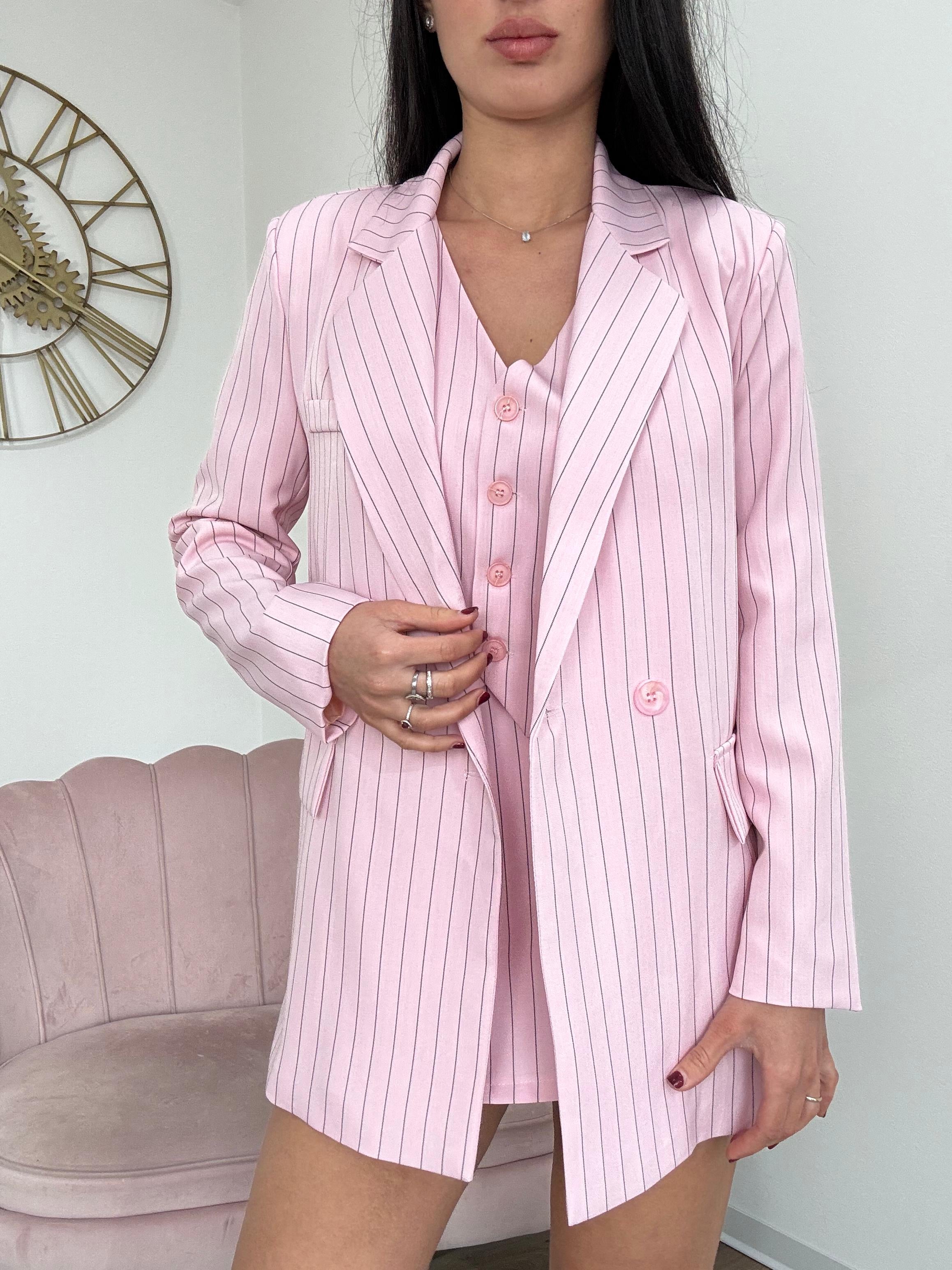Blazer Gessato Rosa
