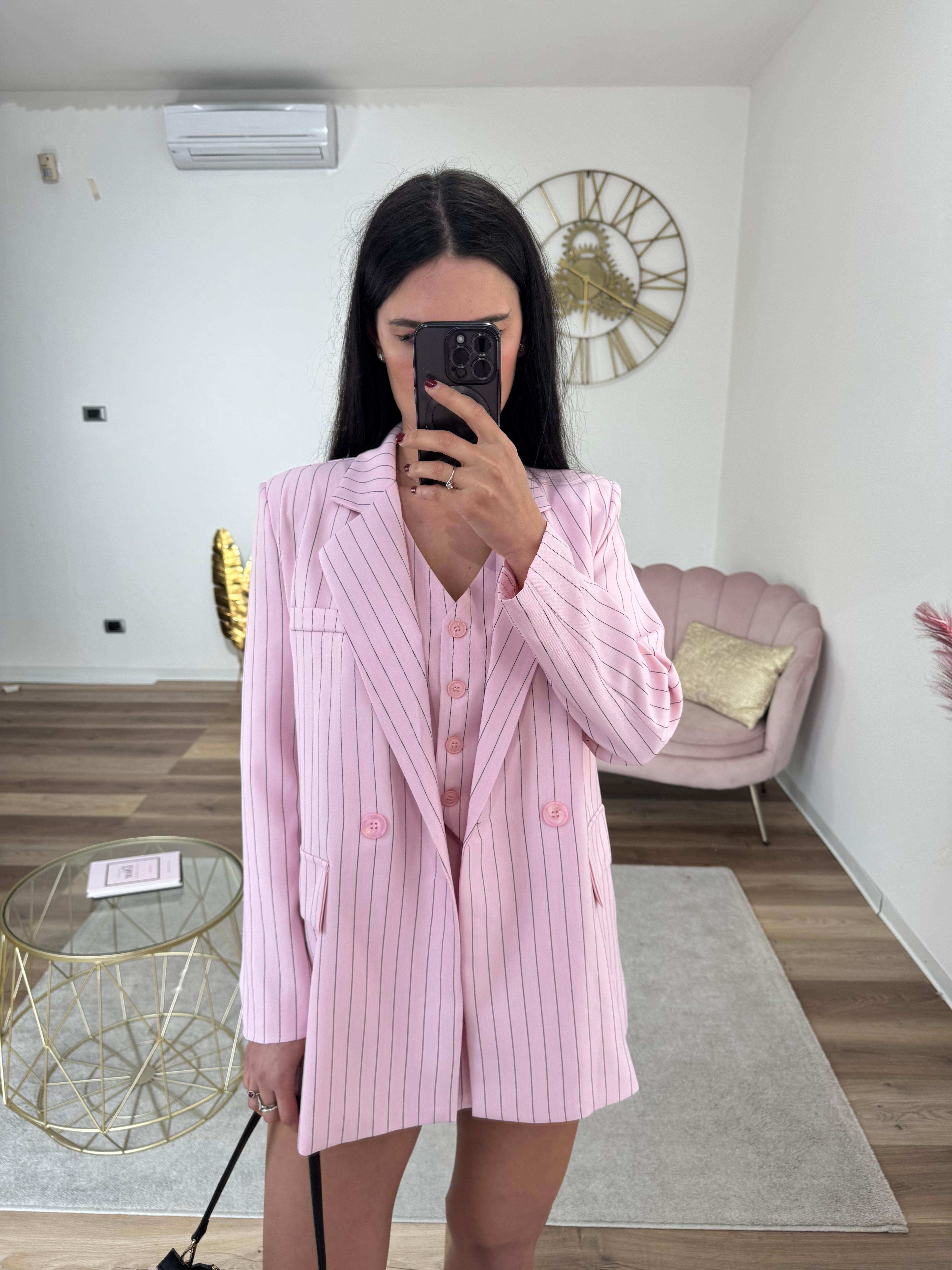Blazer Gessato Rosa