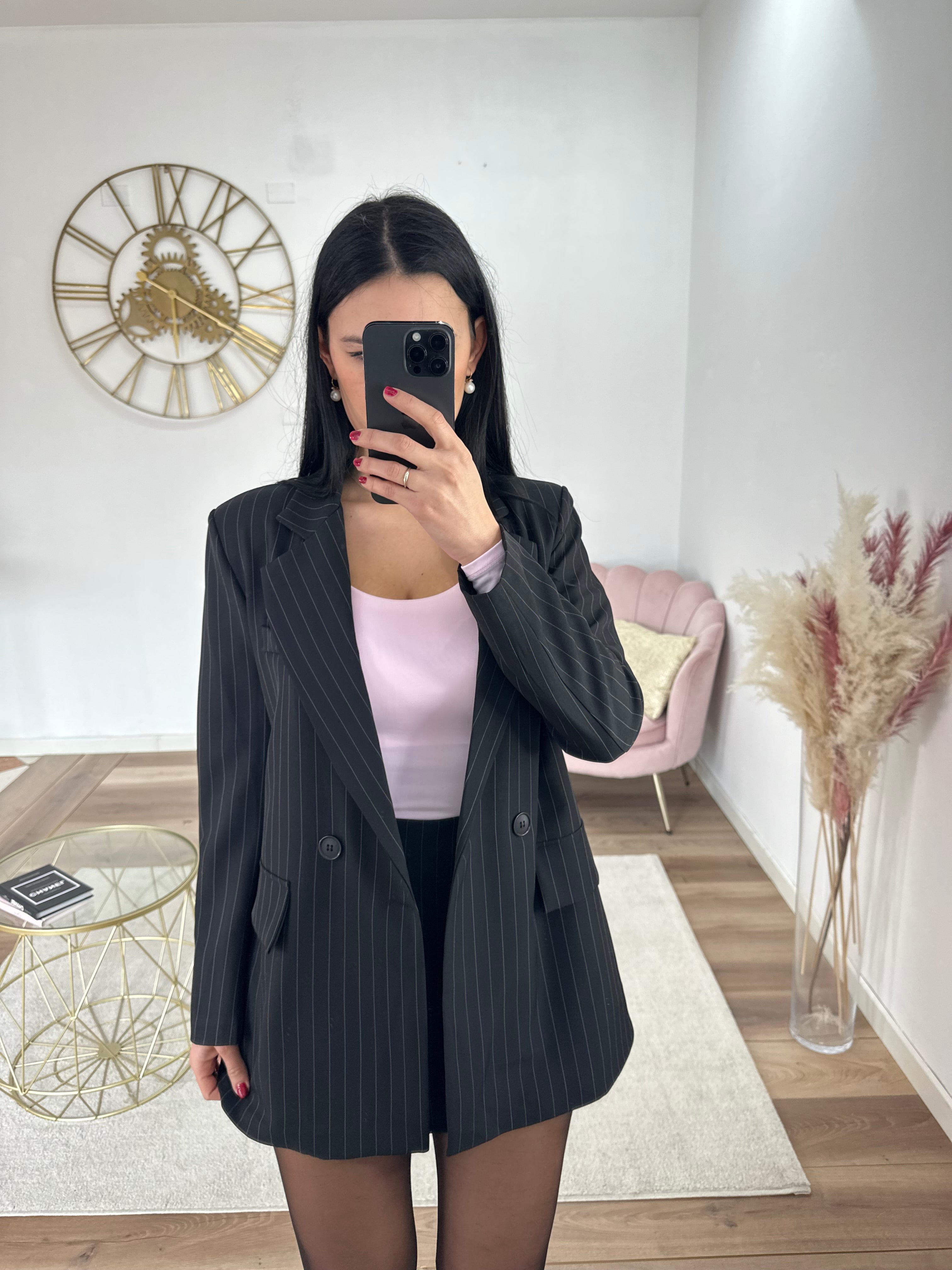 Blazer Gessato Nero