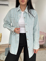 Camicione Denim Strass Azzurro