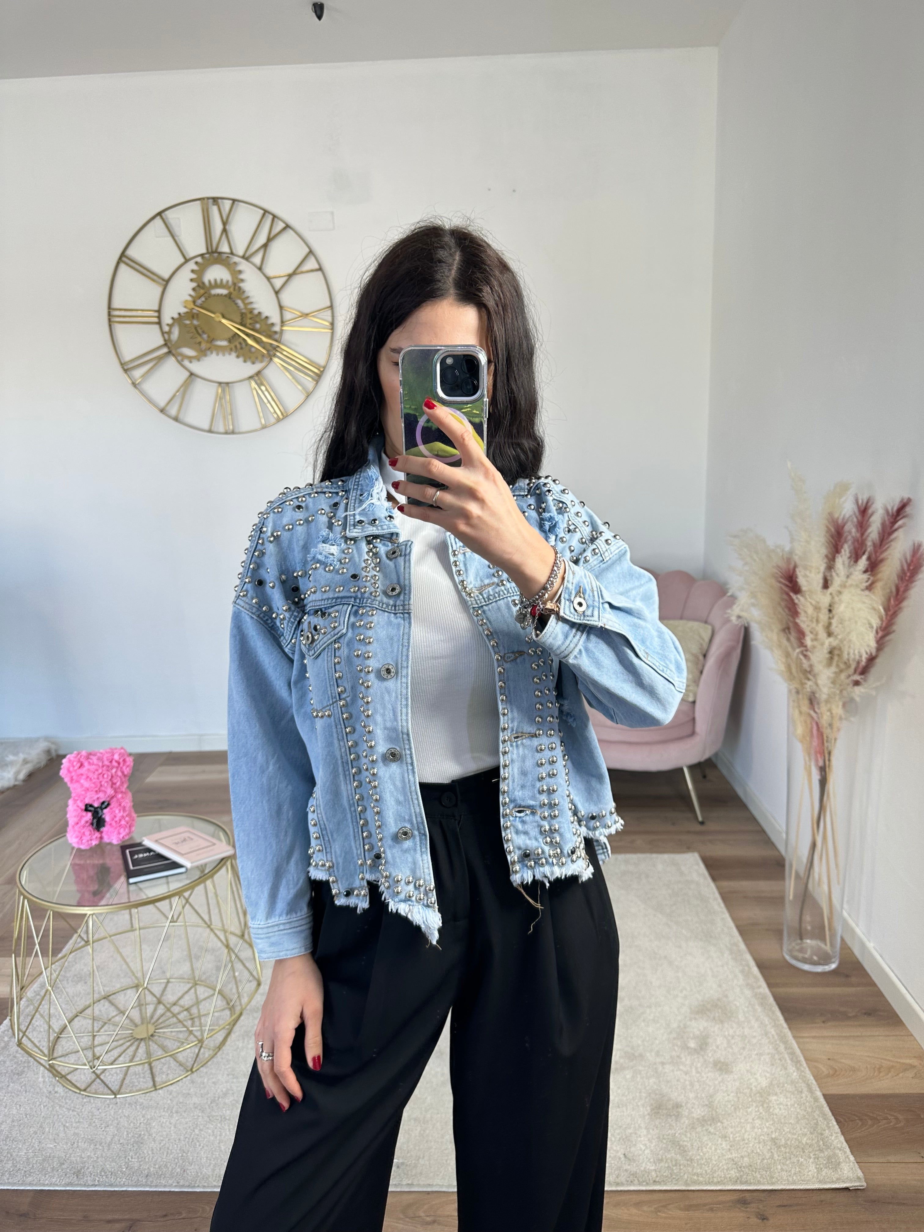 Giacca in Denim con Borchie