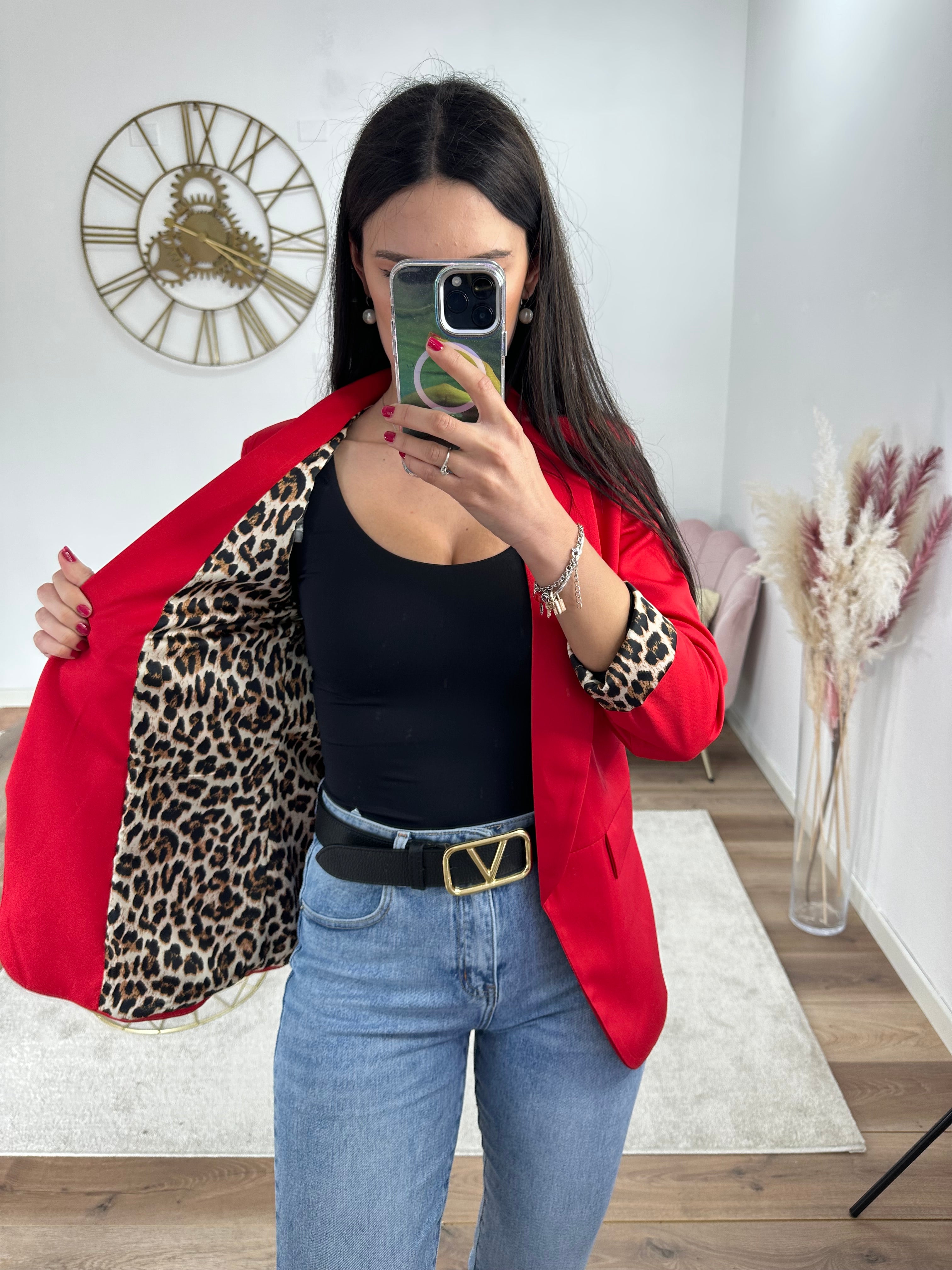 Blazer Animalier Rosso