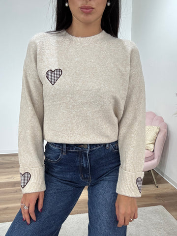 Pull Cuoricino Beige
