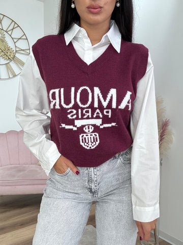 Camicia con Gilet Amour Bordeaux