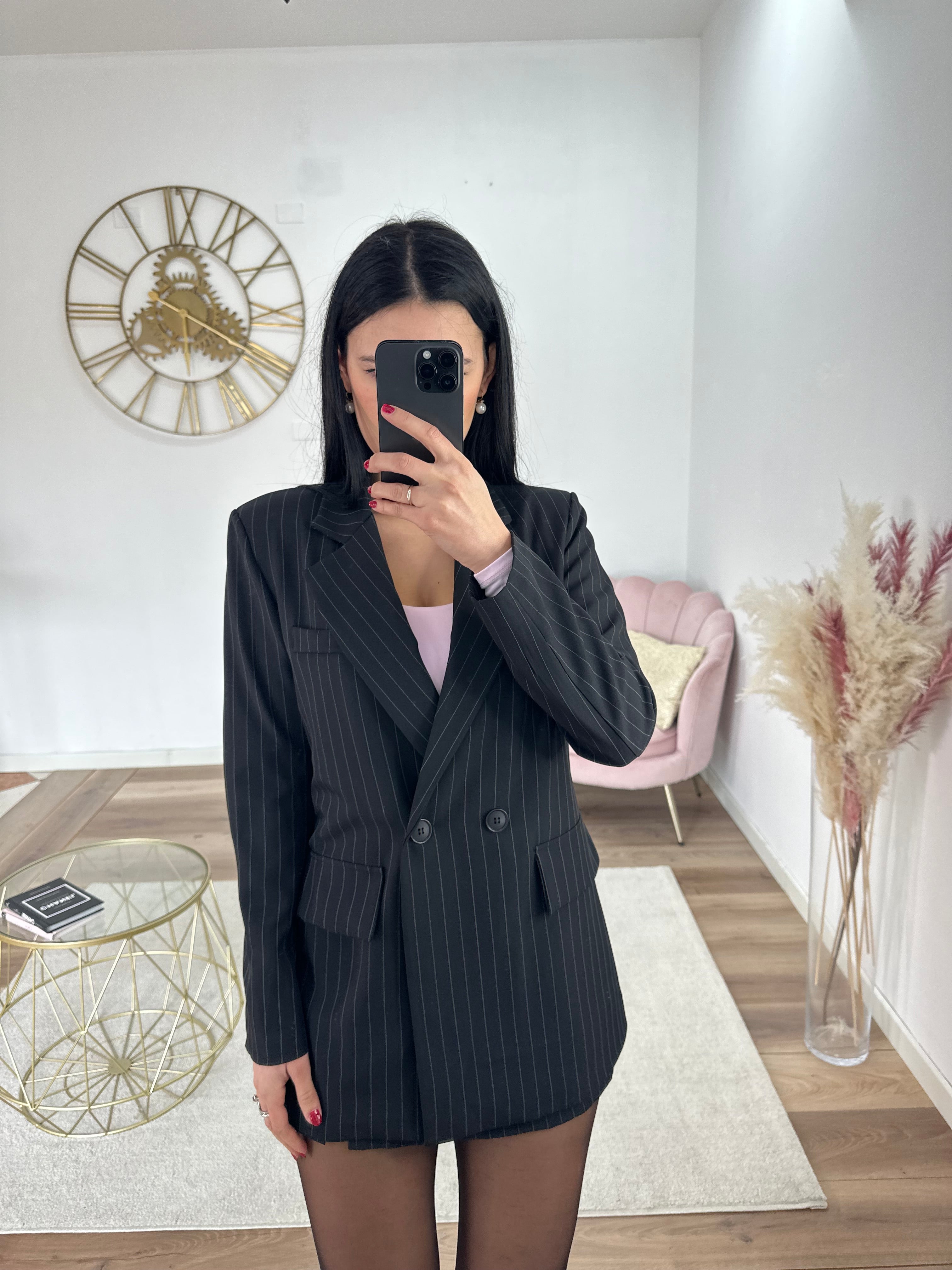 Blazer Gessato Nero