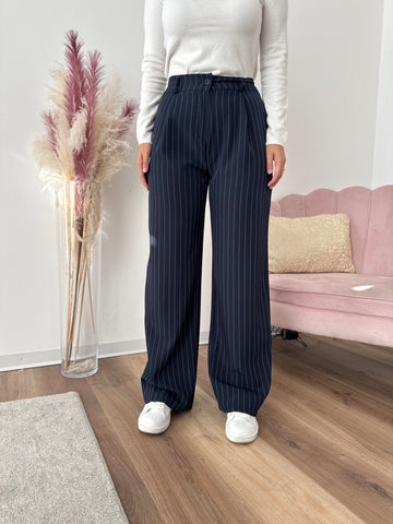 Pantalone Gessato Blu