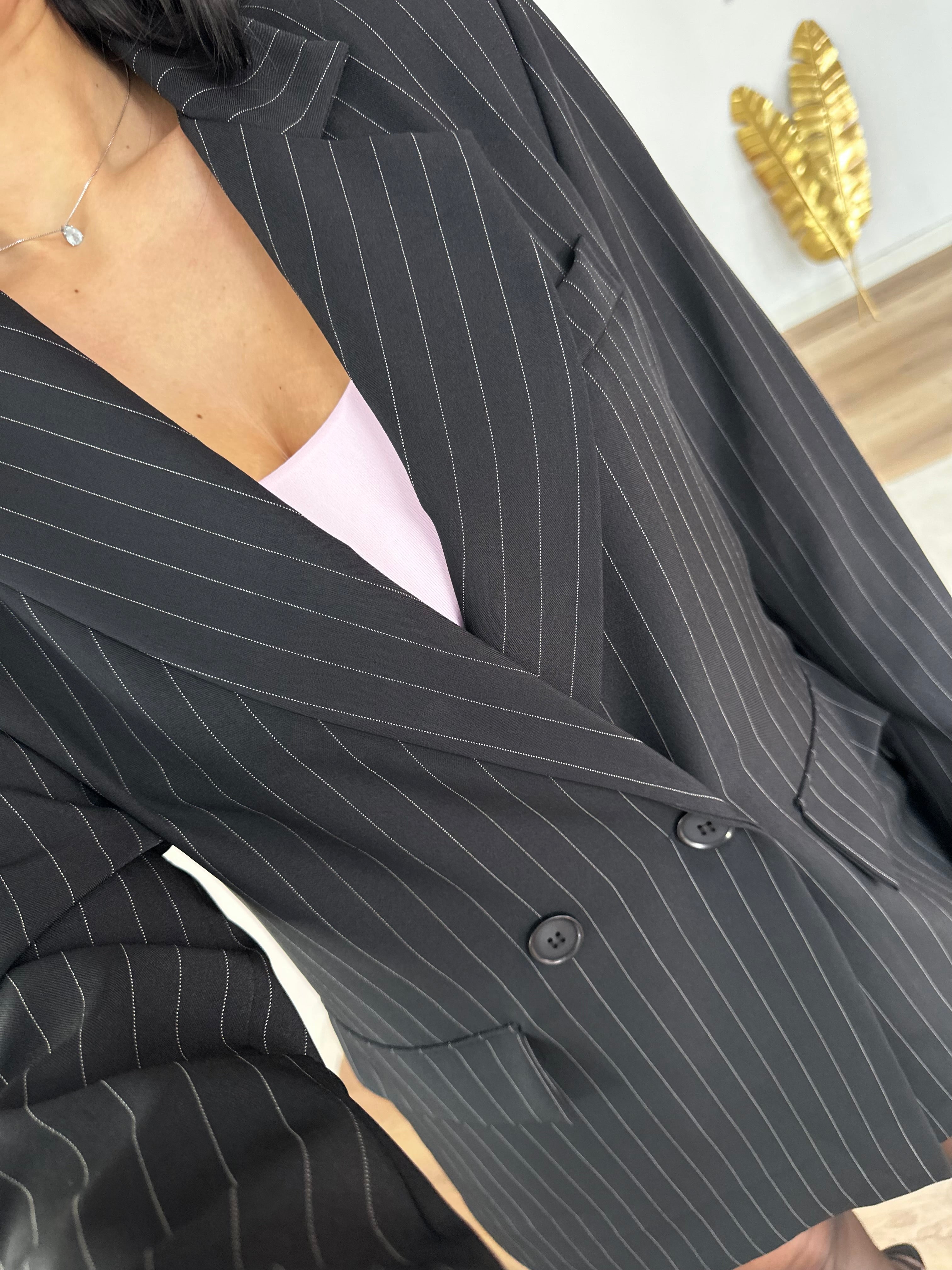 Blazer Gessato Nero