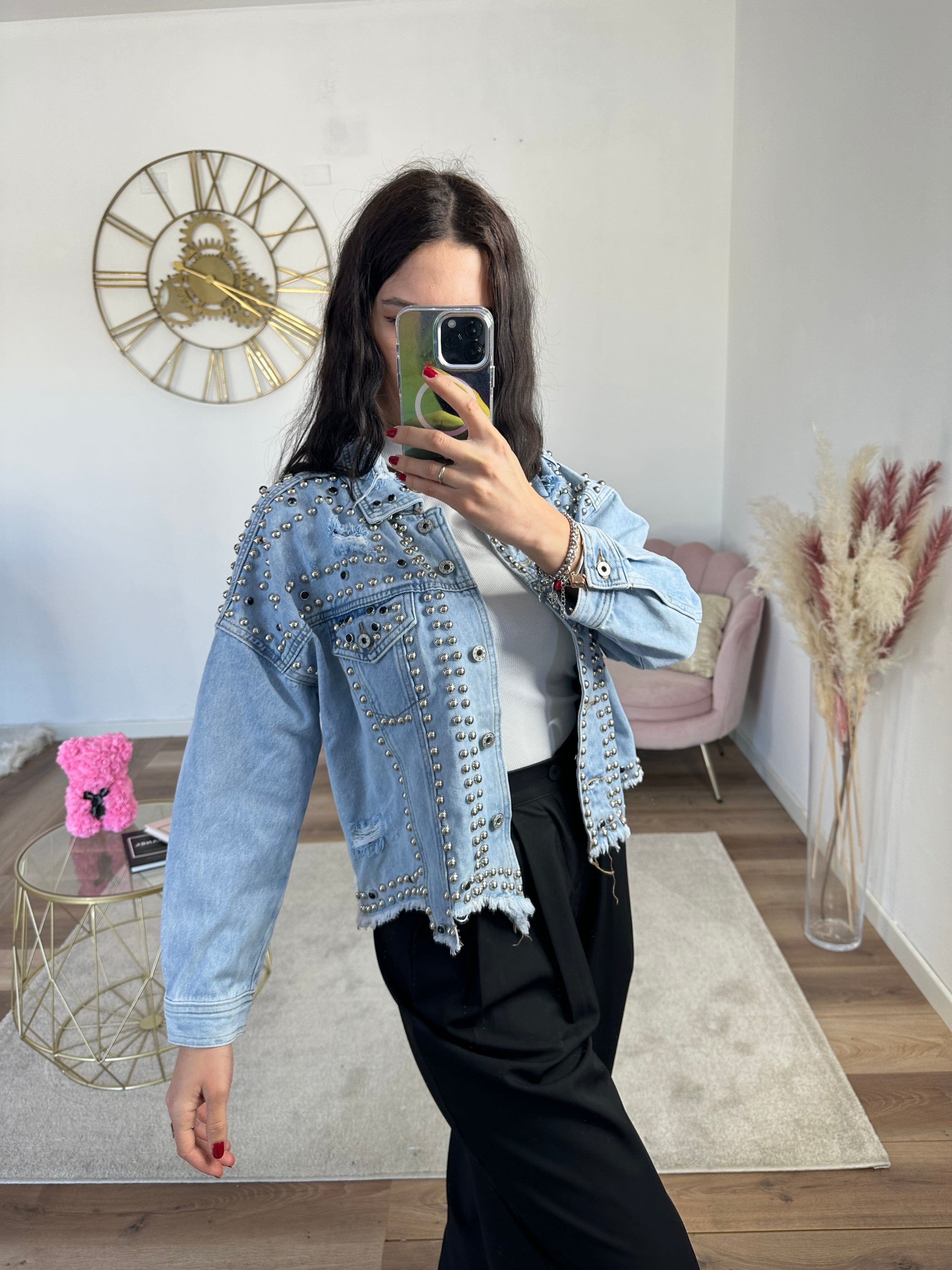 Giacca in Denim con Borchie