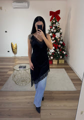 Abito/Top velluto con pizzo