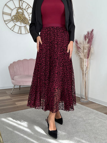 Gonna Animalier Bordeaux