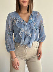 Camicia Flores Azzurra