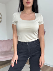 Maglia Scollo Quadrato Beige
