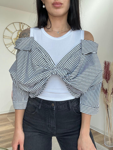 Camicia Crop con strass