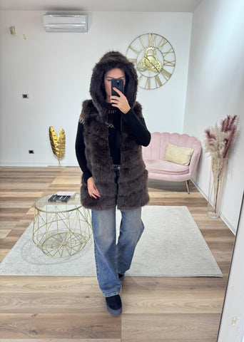 Pelliccia Smanicata St. Moritz Cioccolato