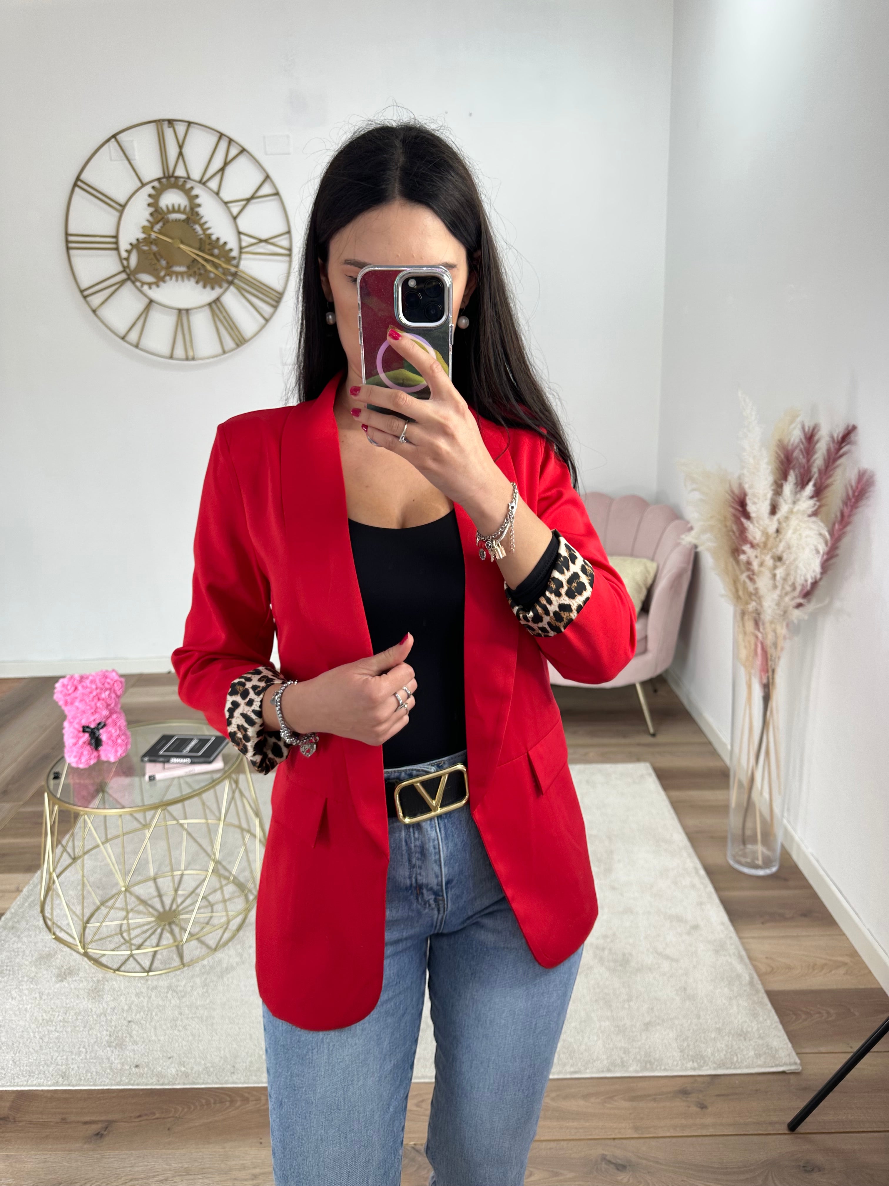 Blazer Animalier Rosso