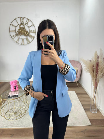 Blazer Animalier Azzurro
