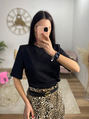 T-shirt Over Spalline Imbottite Nera