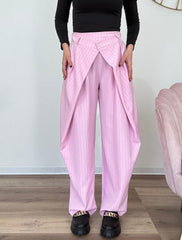 Pantalone Gessato Chic Rosa
